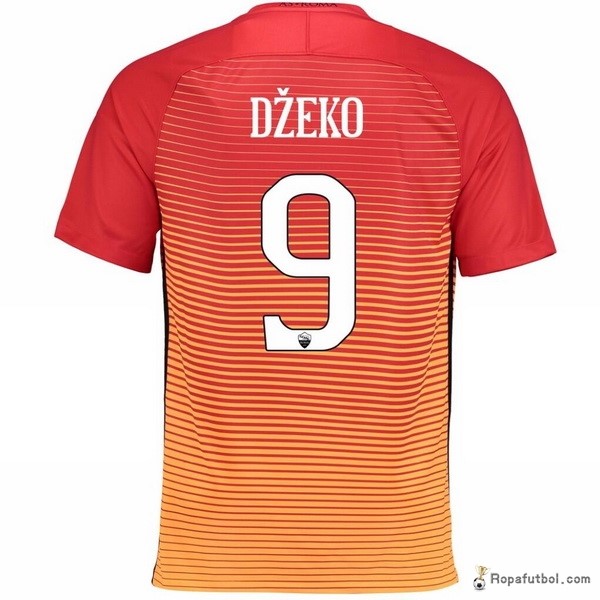 Camiseta As Roma Replica Tercera Ropa Dzeko 2016/17 Naranja